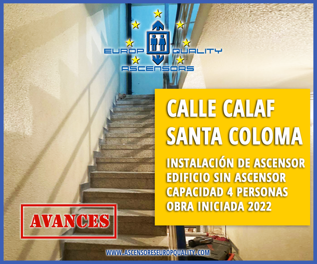 El edificio ubicado en la calle Calaf de Santa Coloma de Gramenet aún no tiene ascensor, pero en muy pocos meses lo vecinos ya podrán subir y bajar de sus viviendas. ¡Comenzamos con la obra!